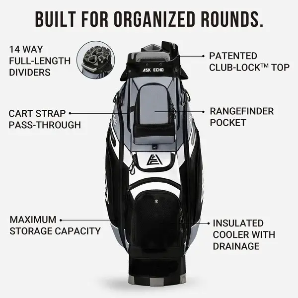 Golf T-Lock Golf Cart Bag, Quiet 14-Way Full-Length Divider,golf accessories,golf bags,golf bags for men,golf bag,best golf bags,golf cart bag